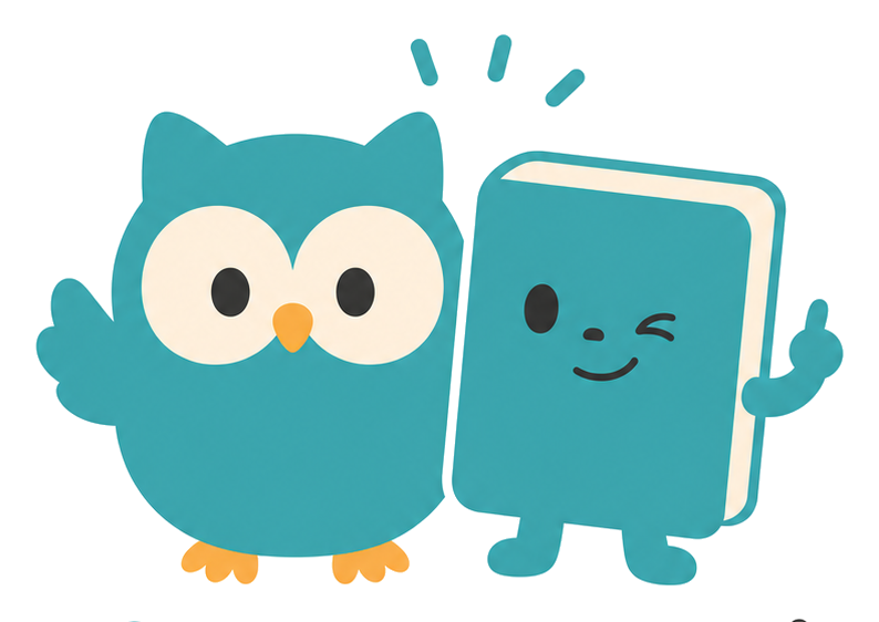 ちえラボのキャラクター（フクロウと本）